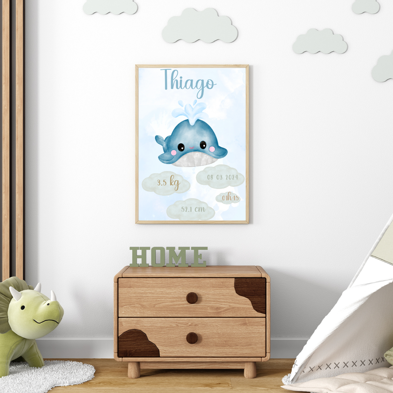 Affiche de naissance Baleineau