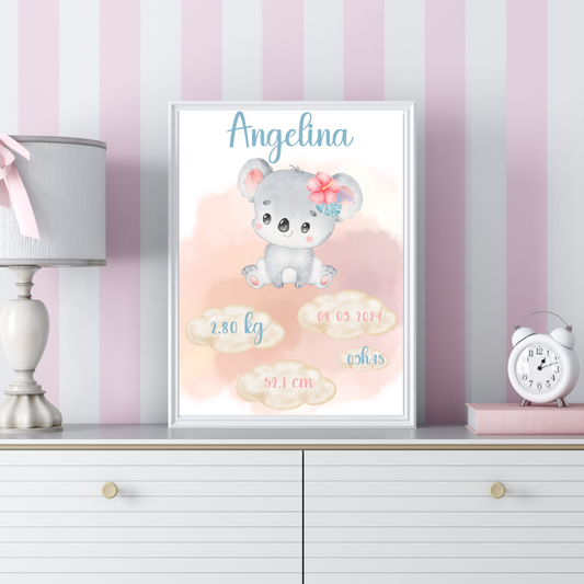 Affiche de naissance Koalette