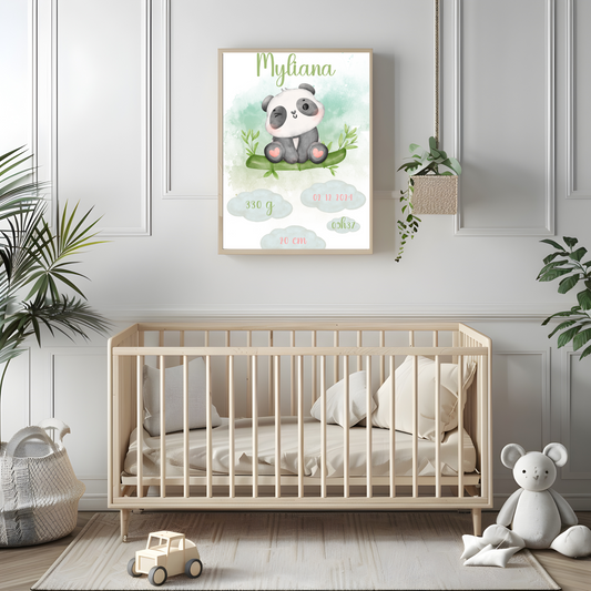 Affiche de naissance Panda