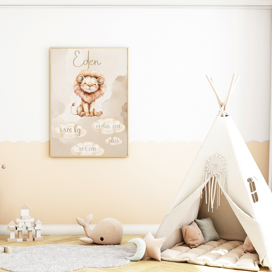 Affiche de naissance Lion